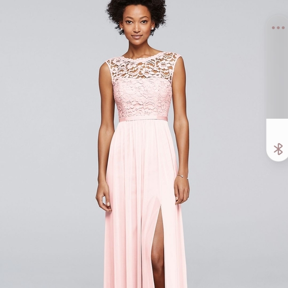 David's Bridal Dresses & Skirts - Long Bridesmaid Dress with Lace Bodice - Petal